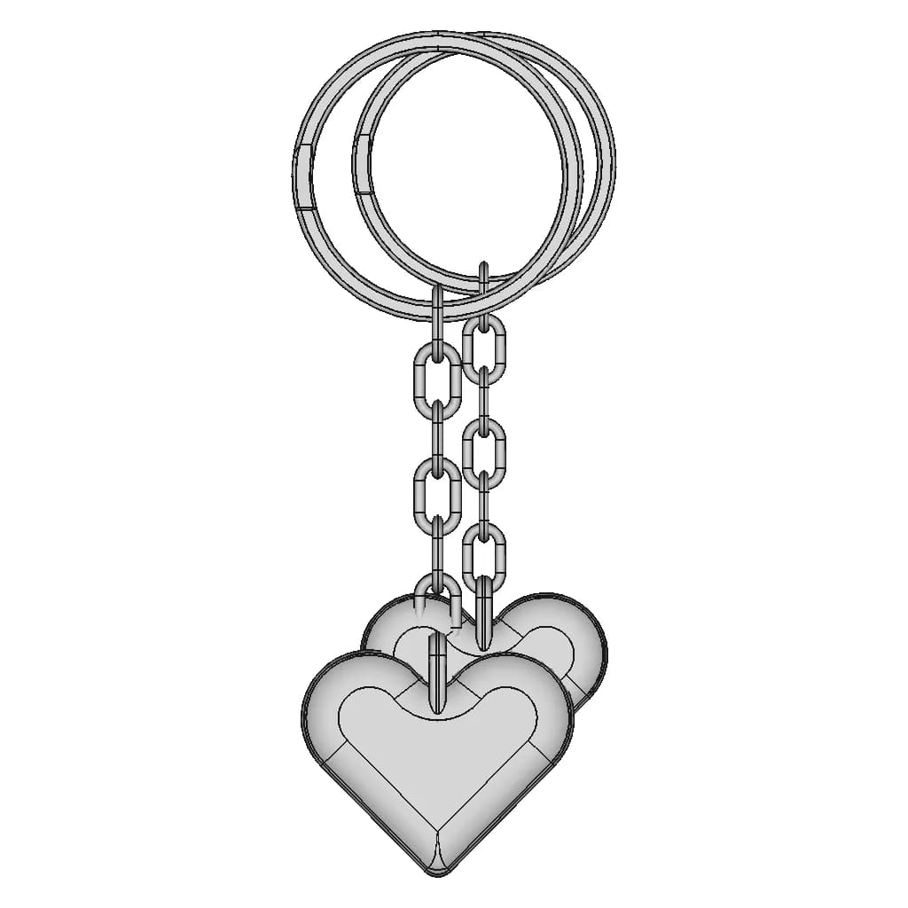 Heart Key Chain - Downloadable CAD Representation_270_0_degree_snapshot
