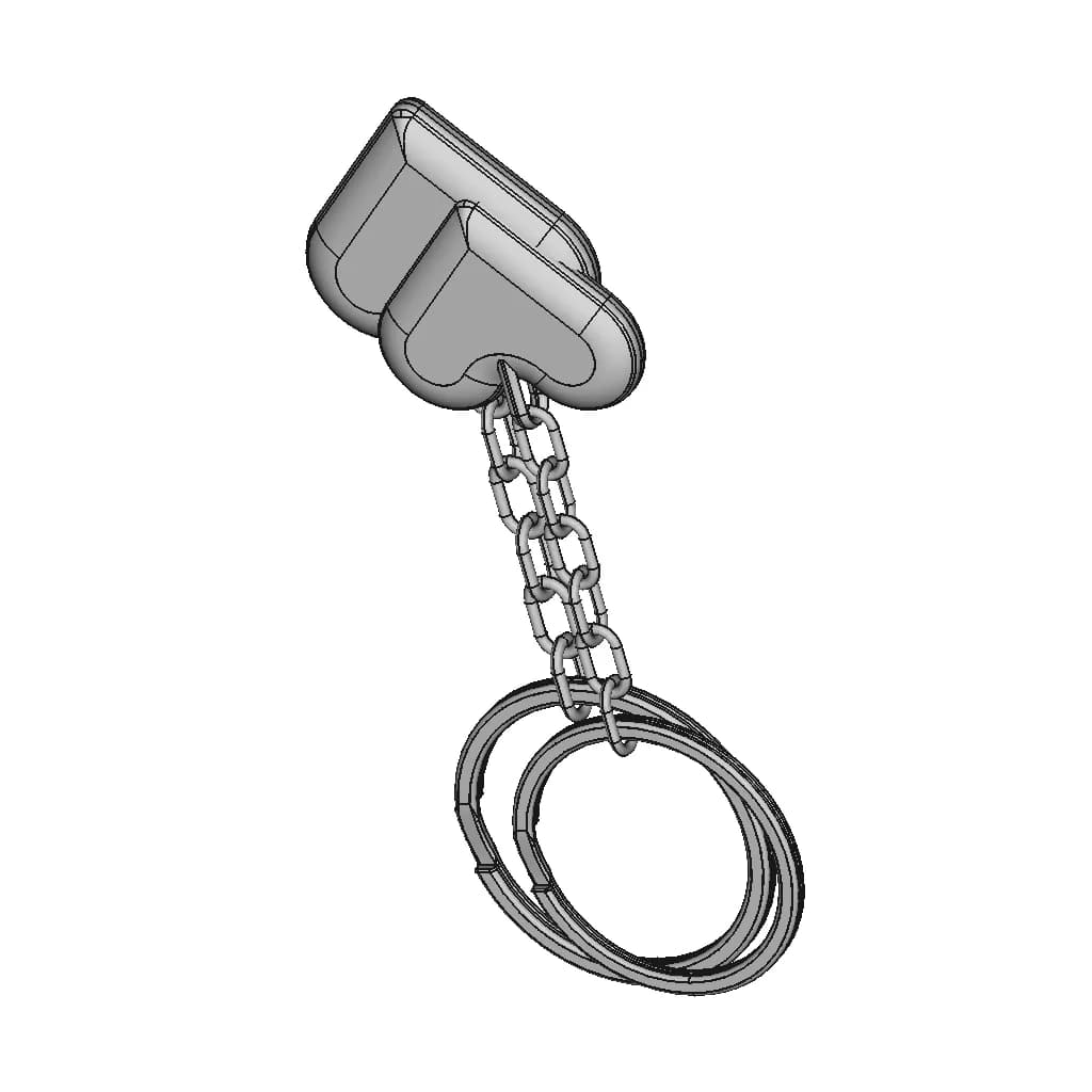 Heart Key Chain - Downloadable CAD Representation_60_30_degree_snapshot