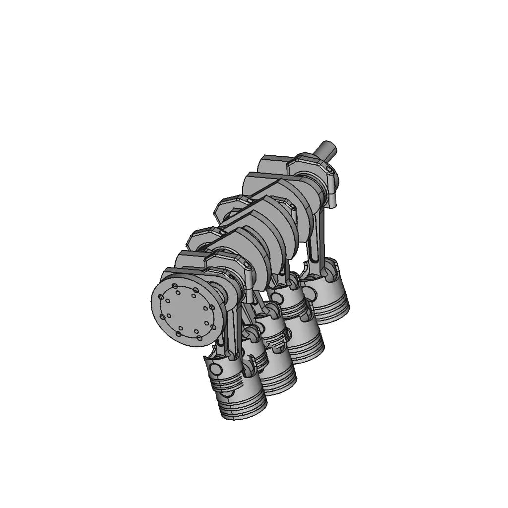 4 Stroke Cylinder Engine | High-Quality CAD Model_60_30_degree_snapshot