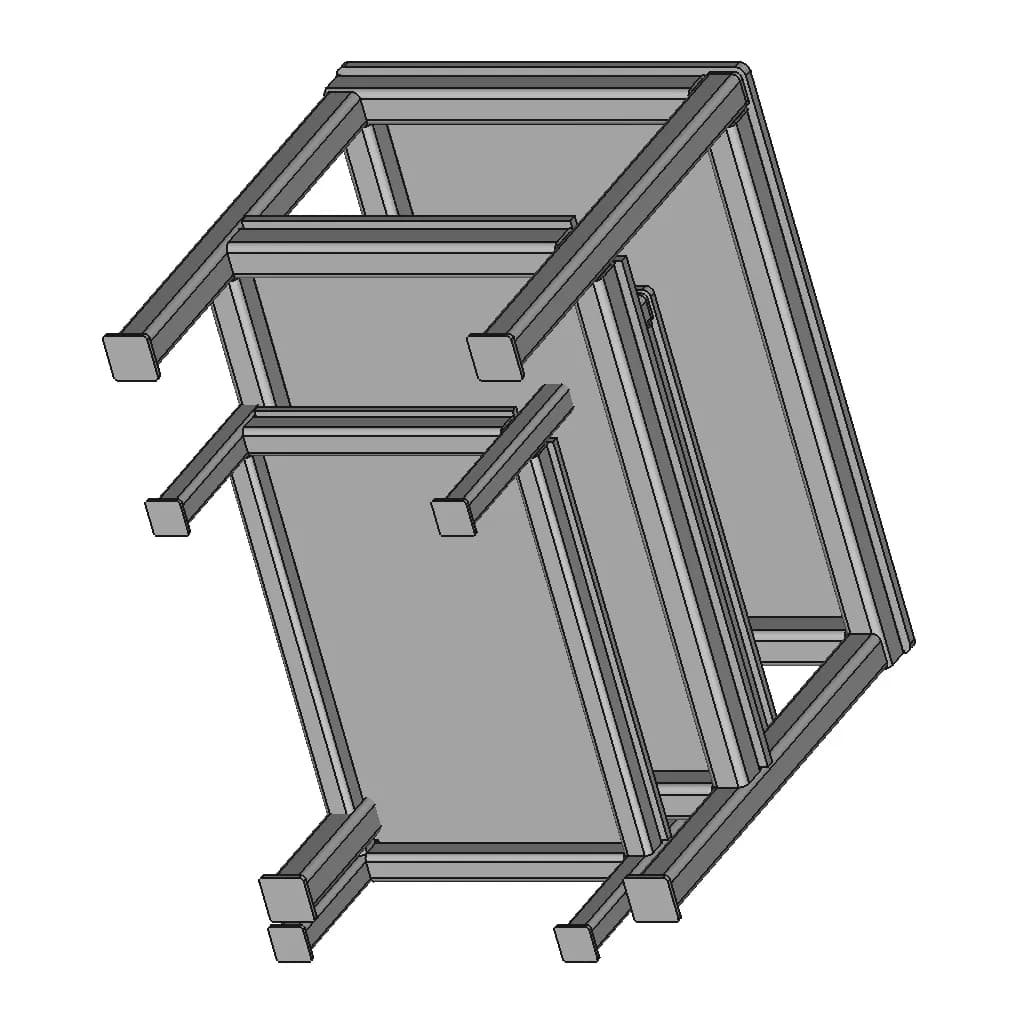 Table Squre Tube Structre 650 X 450 Mm | High-Quality CAD Model_60_30_degree_snapshot