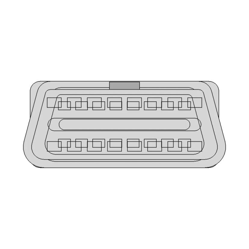 Female Obd2 Connector With Straight Pins - Downloadable CAD Representation