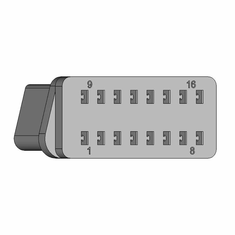Female Obd2 Connector With Straight Pins - Downloadable CAD Representation