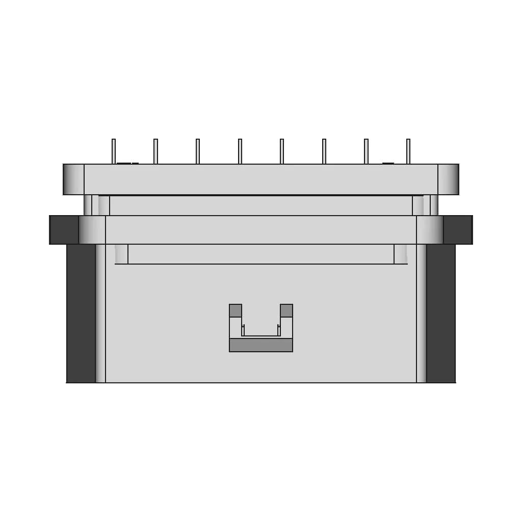 Female Obd2 Connector With Straight Pins - Downloadable CAD Representation_270_0_degree_snapshot