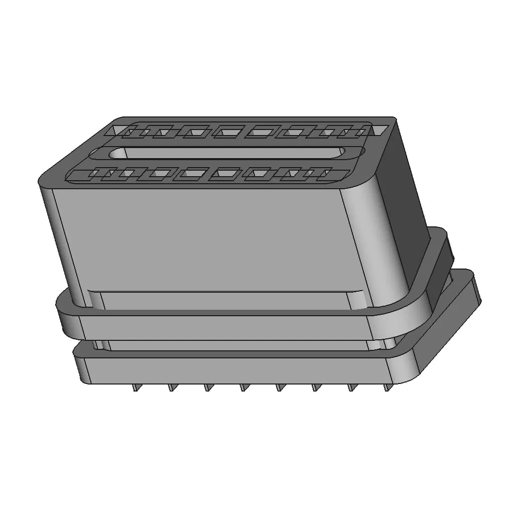 Female Obd2 Connector With Straight Pins - Downloadable CAD Representation_60_30_degree_snapshot
