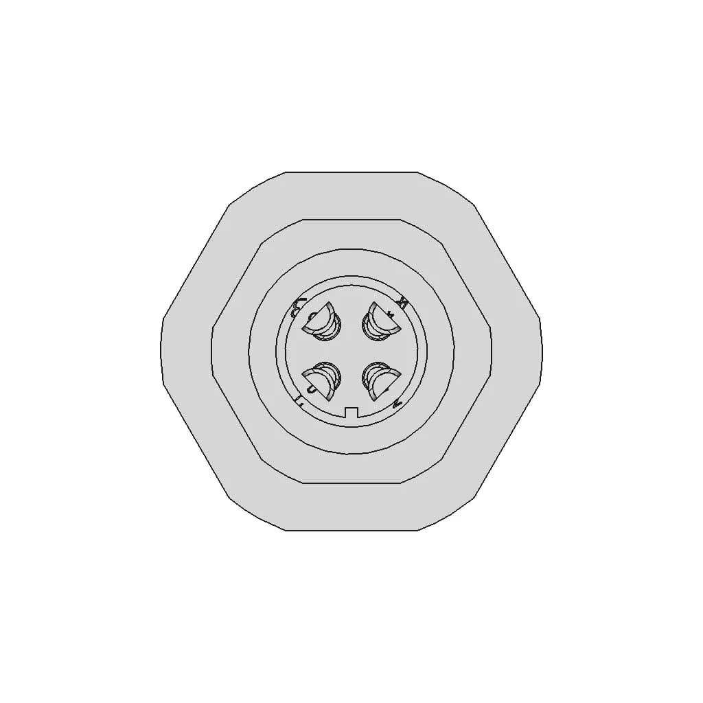 Connector For The Unit - St1213.P4 - Weipu (4 Pins, Ip67, Male) - Downloadable CAD Representation_0_90_degree_snapshot