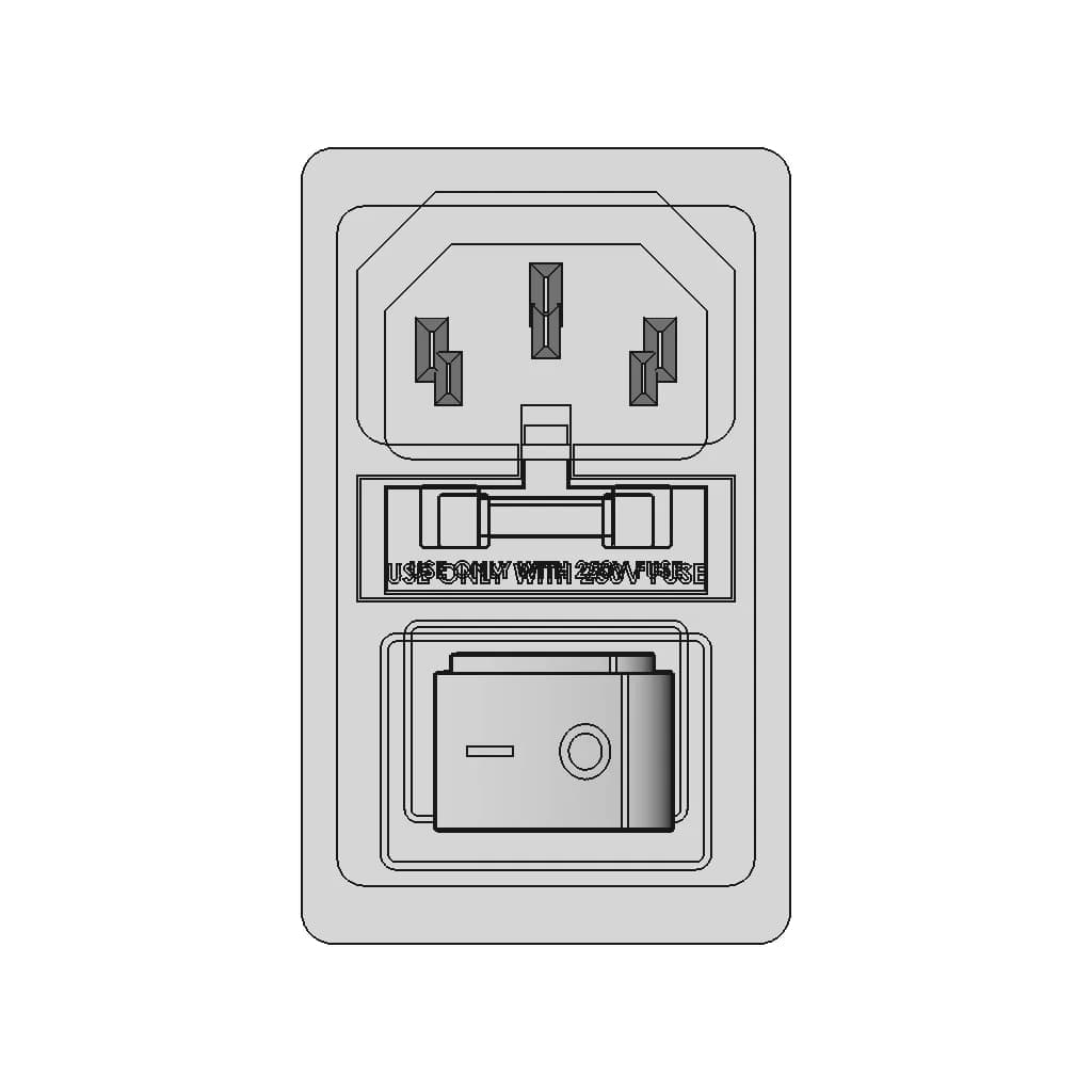 Male Ac Power Plug Socket With Fuse Holder - Standard Mechanical Component_0_0_degree_snapshot