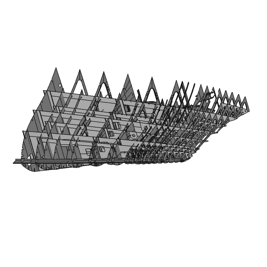Fletcher Class Destroyer Bow (Wip) | 3D Engineering Design File_60_30_degree_snapshot