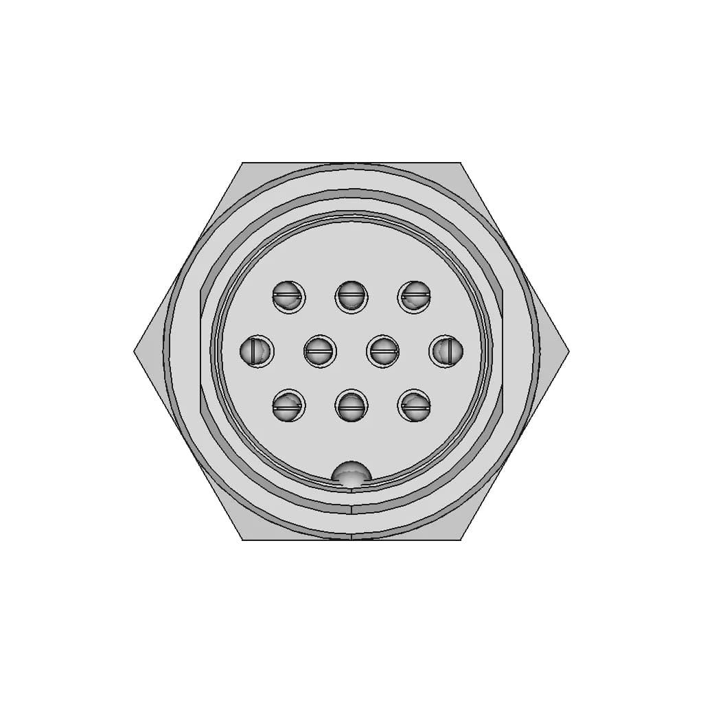Gx20 Aviation Connectors With 2, 3, 4, 5, 6, 7, 8, 9, 10, 12, 14. And 15 Pins. | 3D Engineering Design File_0_270_degree_snapshot