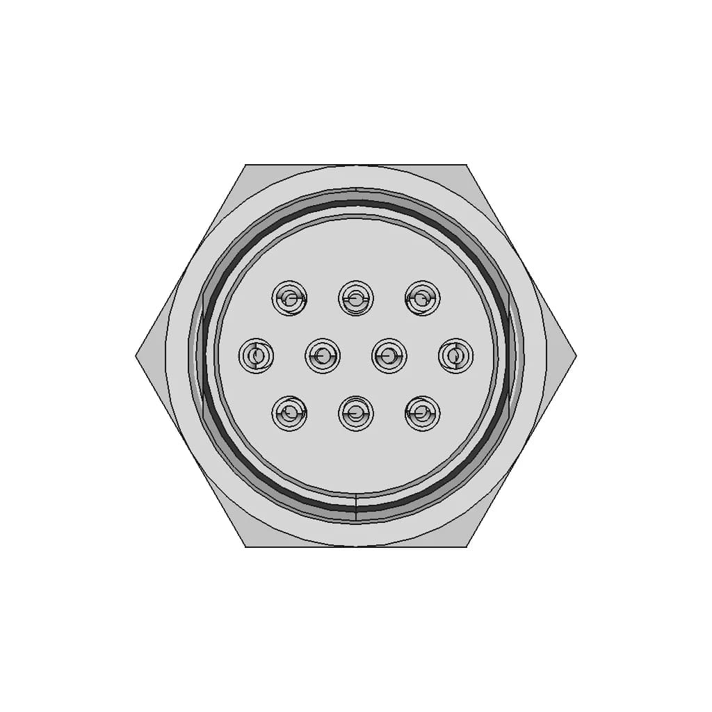 Gx20 Aviation Connectors With 2, 3, 4, 5, 6, 7, 8, 9, 10, 12, 14. And 15 Pins. | 3D Engineering Design File_0_90_degree_snapshot