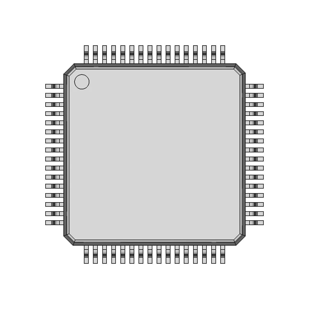 64-Pin & 80-Pin Thin Quad Flat Package (Tqfp-64 & Tqfp-80) - Downloadable CAD Representation_0_0_degree_snapshot