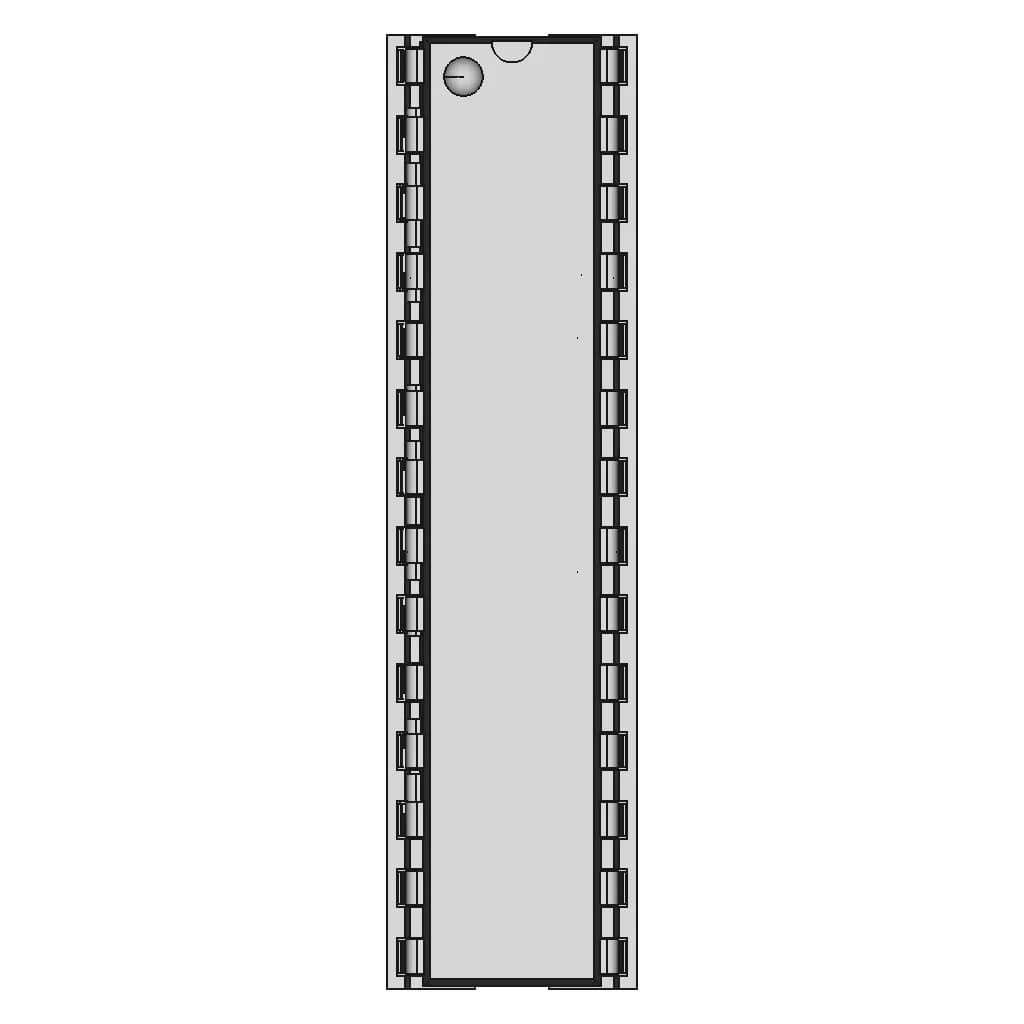 Dip28N Socket With Ic - Downloadable CAD Representation_0_0_degree_snapshot