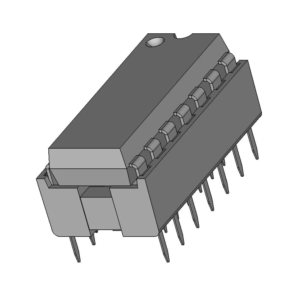Dip14 Socket With Ic | 3D Engineering Design File_60_30_degree_snapshot