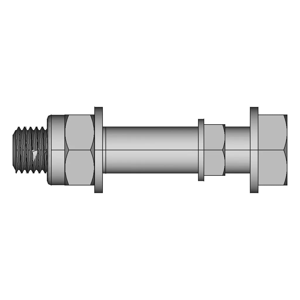 M24 Partial Thread With Washer And Nyloc Nut - Downloadable CAD Representation_0_270_degree_snapshot