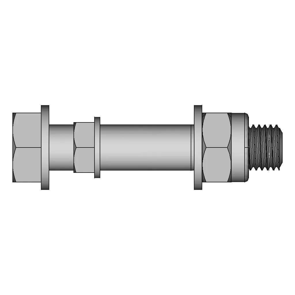 M24 Partial Thread With Washer And Nyloc Nut - Downloadable CAD Representation_0_90_degree_snapshot
