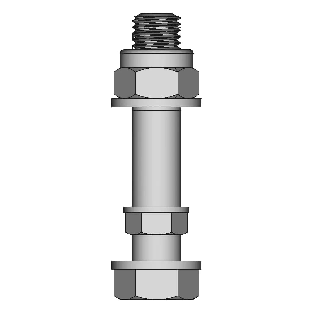 M24 Partial Thread With Washer And Nyloc Nut - Downloadable CAD Representation_270_0_degree_snapshot
