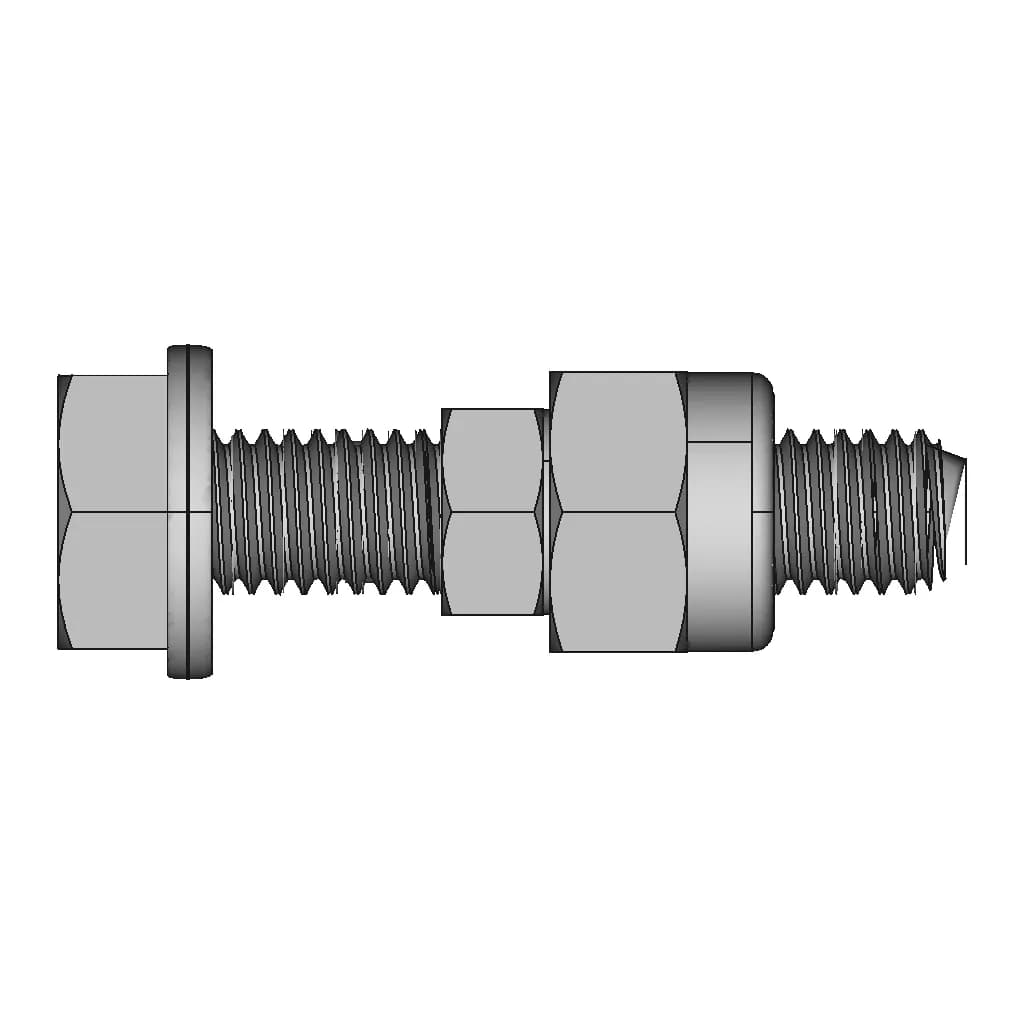 M8 Bolt With Washer And Nyloc Nut - Downloadable CAD Representation_0_90_degree_snapshot