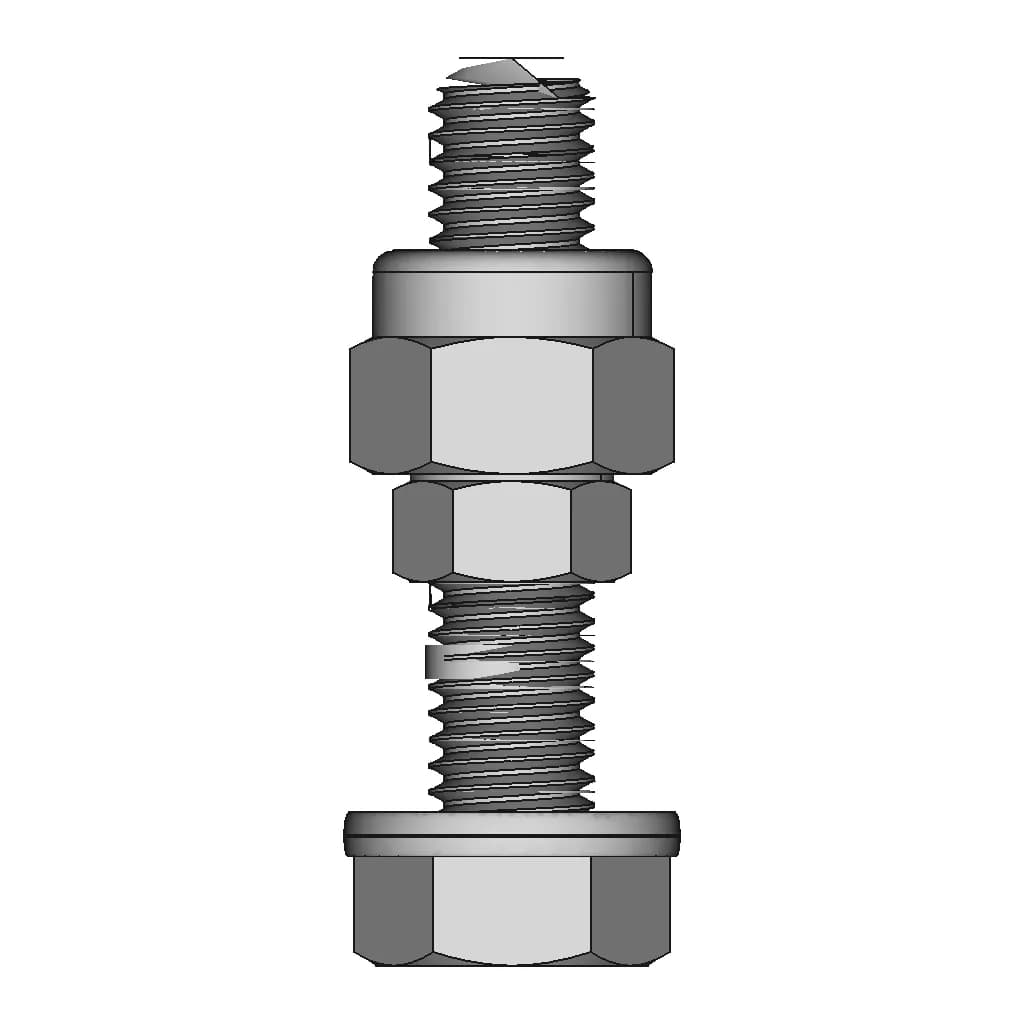 M8 Bolt With Washer And Nyloc Nut - Downloadable CAD Representation_270_0_degree_snapshot