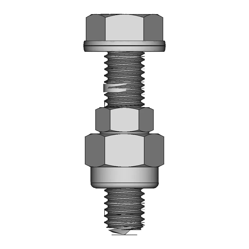 M8 Bolt With Washer And Nyloc Nut - Downloadable CAD Representation_90_0_degree_snapshot