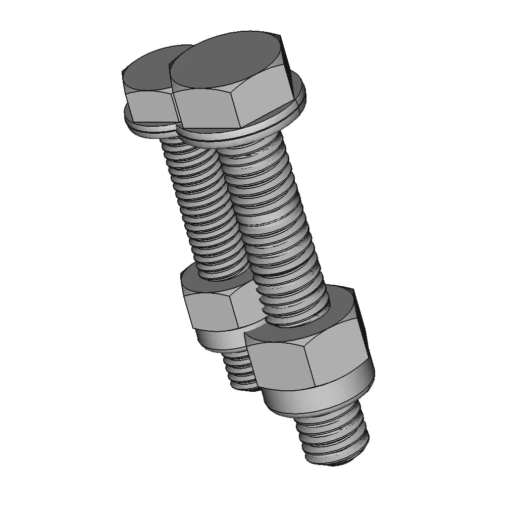 M6 Bolt With Nyloc Nut | 3D Engineering Design File_60_30_degree_snapshot