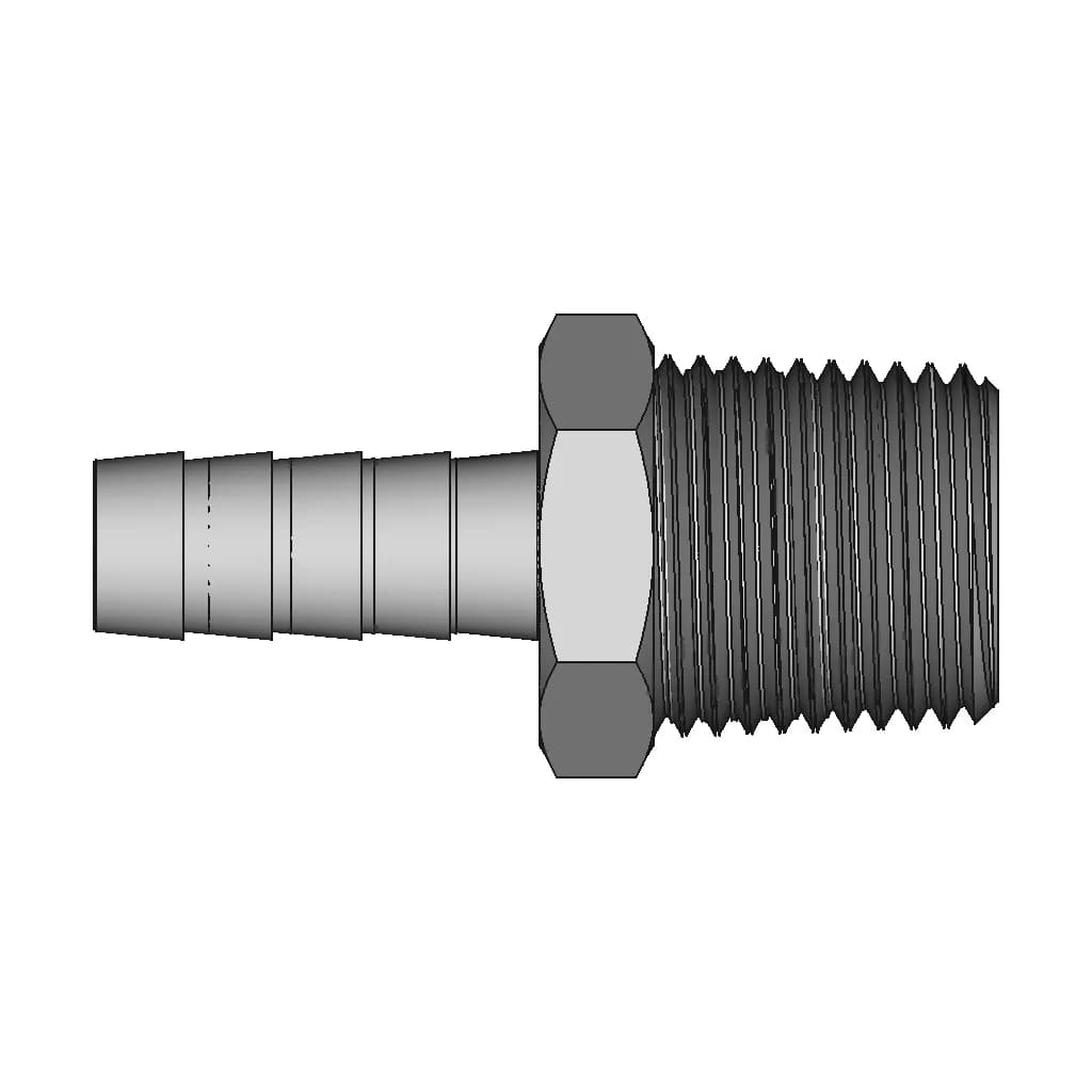 1/2" Mnpt Brass Hose Fitting 3/8" Barb | High-Quality CAD Model_0_90_degree_snapshot