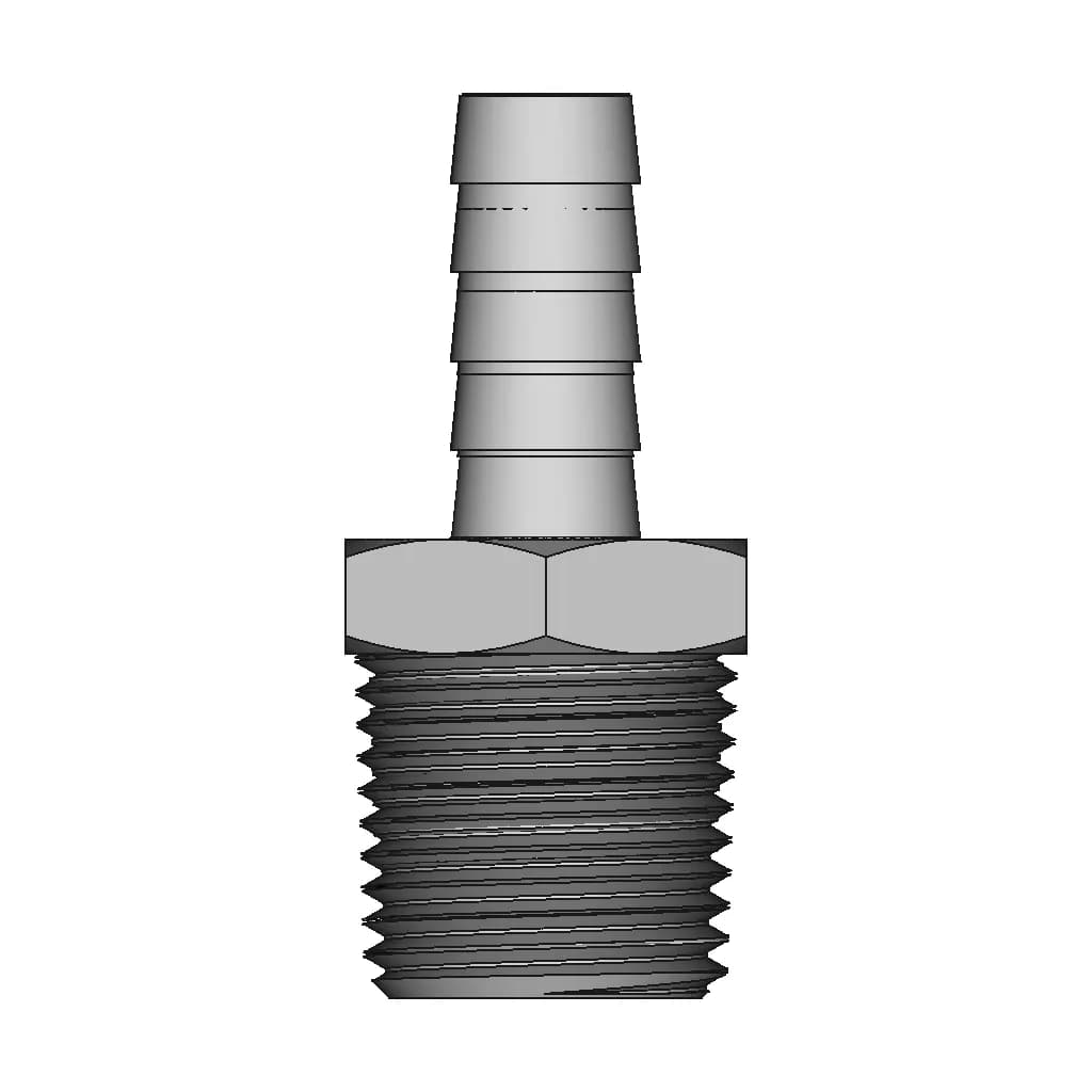 1/2" Mnpt Brass Hose Fitting 3/8" Barb | High-Quality CAD Model_90_0_degree_snapshot