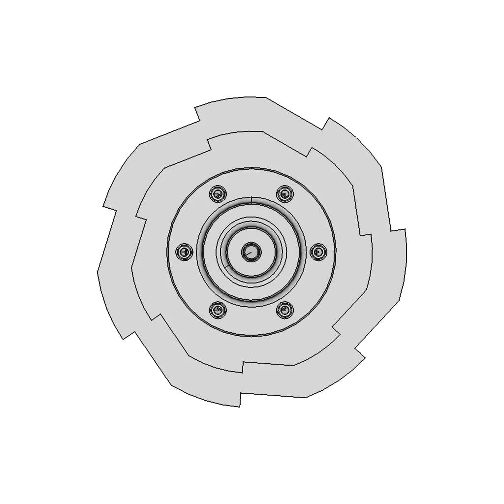 Cutting Head With Seven Teeth - Downloadable CAD Representation_0_90_degree_snapshot