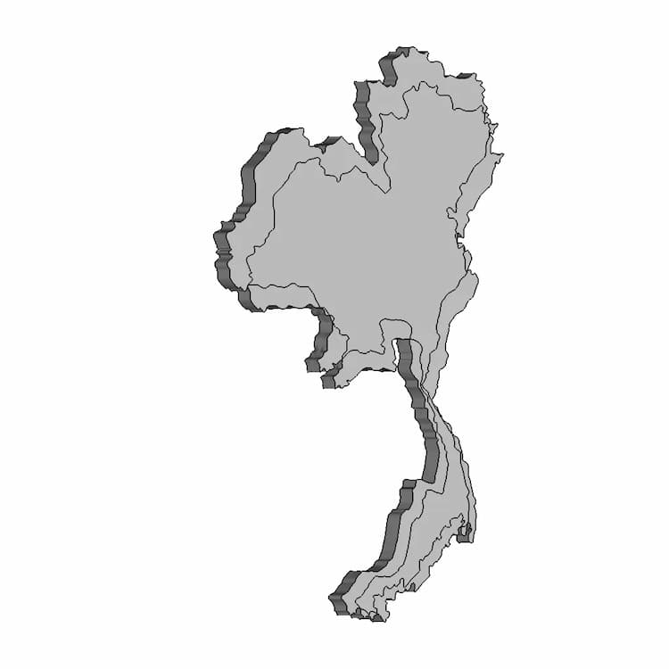 Thailand Map 3D Model - Downloadable CAD Representation