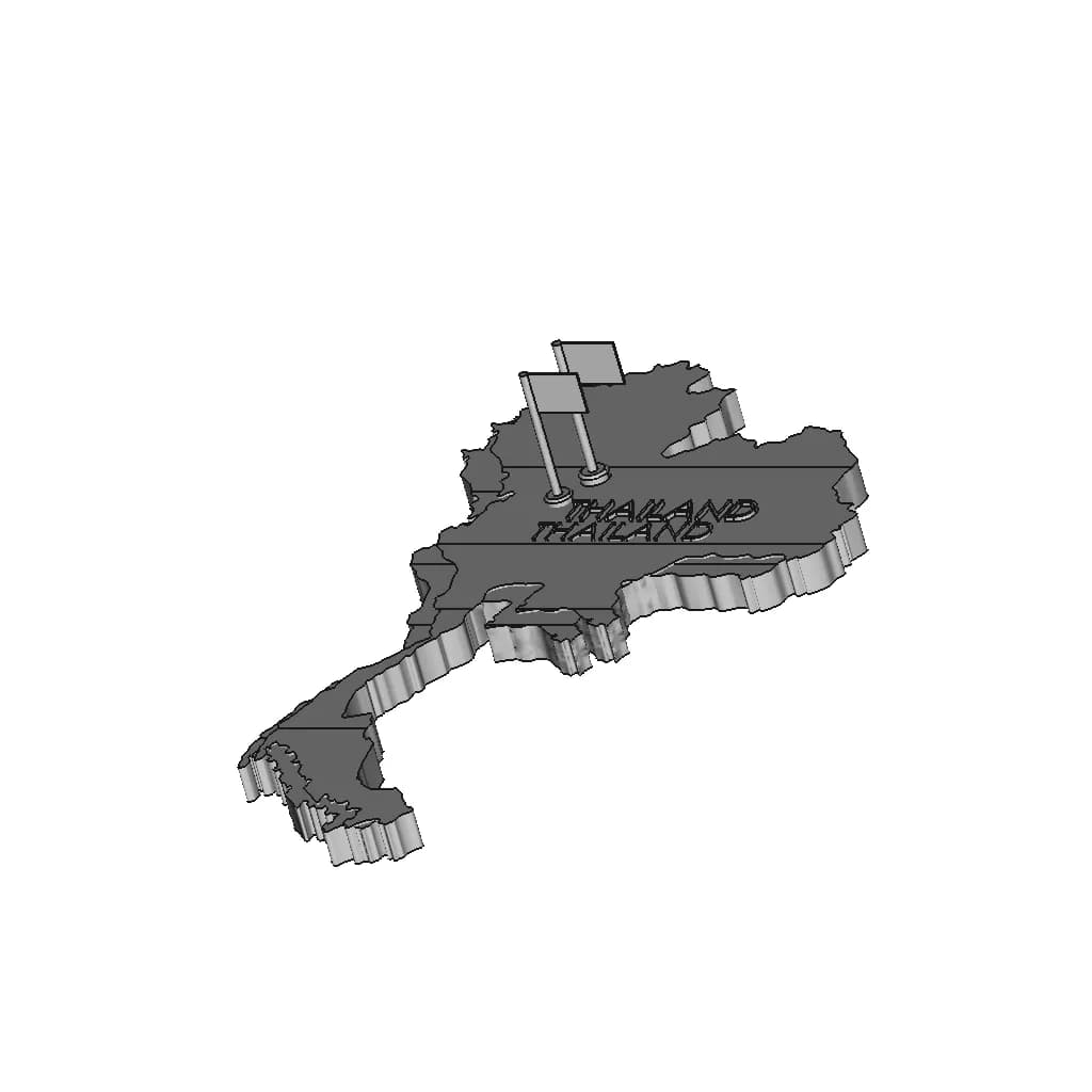 Thailand Map 3D Model - Downloadable CAD Representation_60_30_degree_snapshot