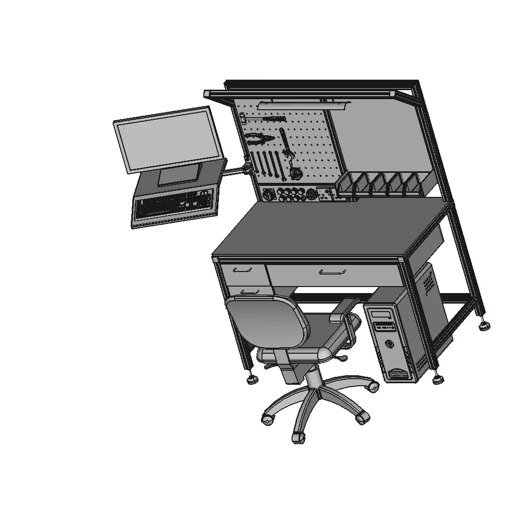 Esd Assembly Line Inspection Work Table | High-Quality CAD Model_60_30_degree_snapshot