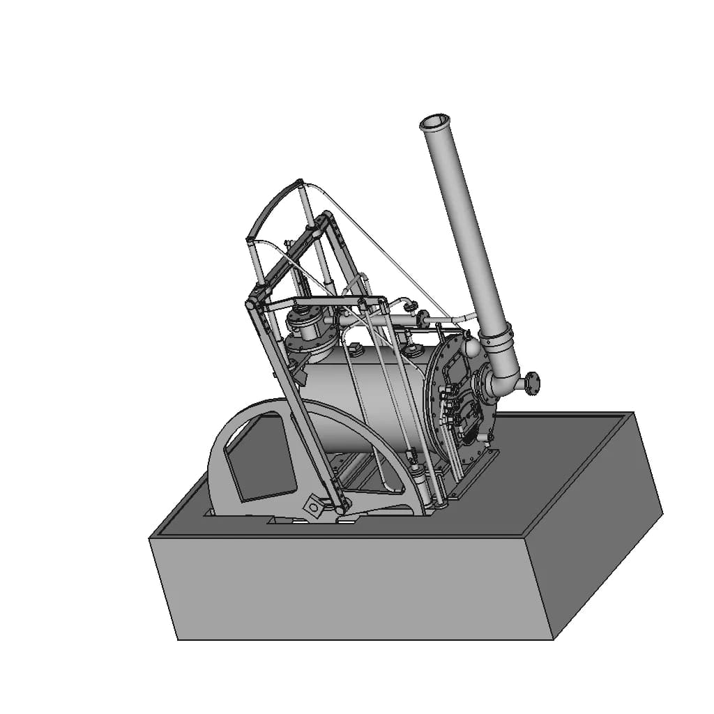 Model Of The High Pressure Dredger Engine Of Richard Trevithick Of 1806 | 3D Engineering Design File_60_30_degree_snapshot