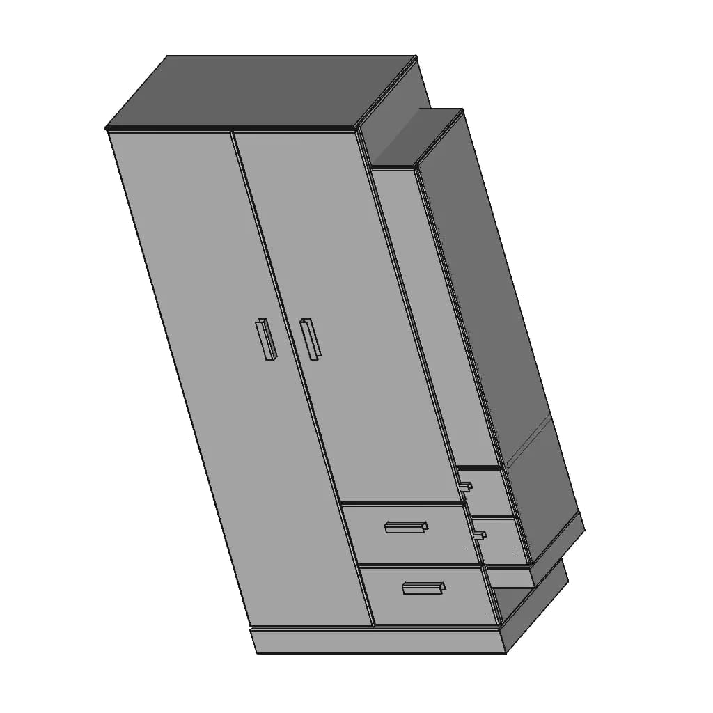 Sheet Metal Clothes Cabinet | High-Quality CAD Model_60_30_degree_snapshot
