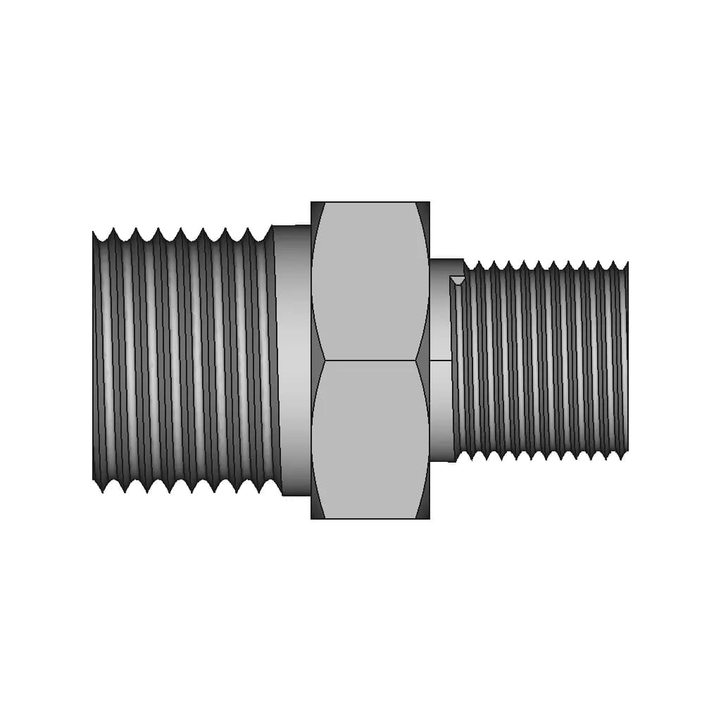 Hexagon Nipple Threaded Pipe Fitting 1 4 Male Npt X 1 8 Male Npt - Standard Mechanical Component_0_0_degree_snapshot