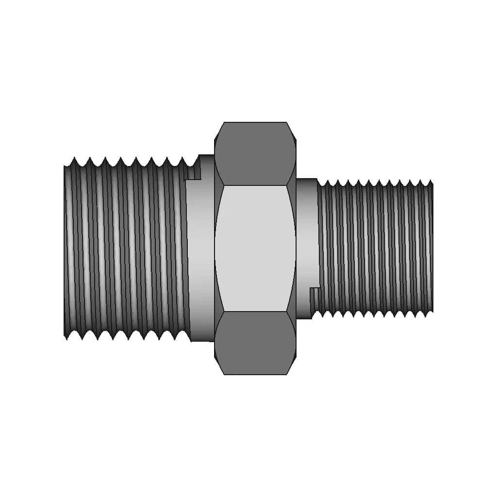 Hexagon Nipple Threaded Pipe Fitting 1 4 Male Npt X 1 8 Male Npt - Standard Mechanical Component_270_0_degree_snapshot