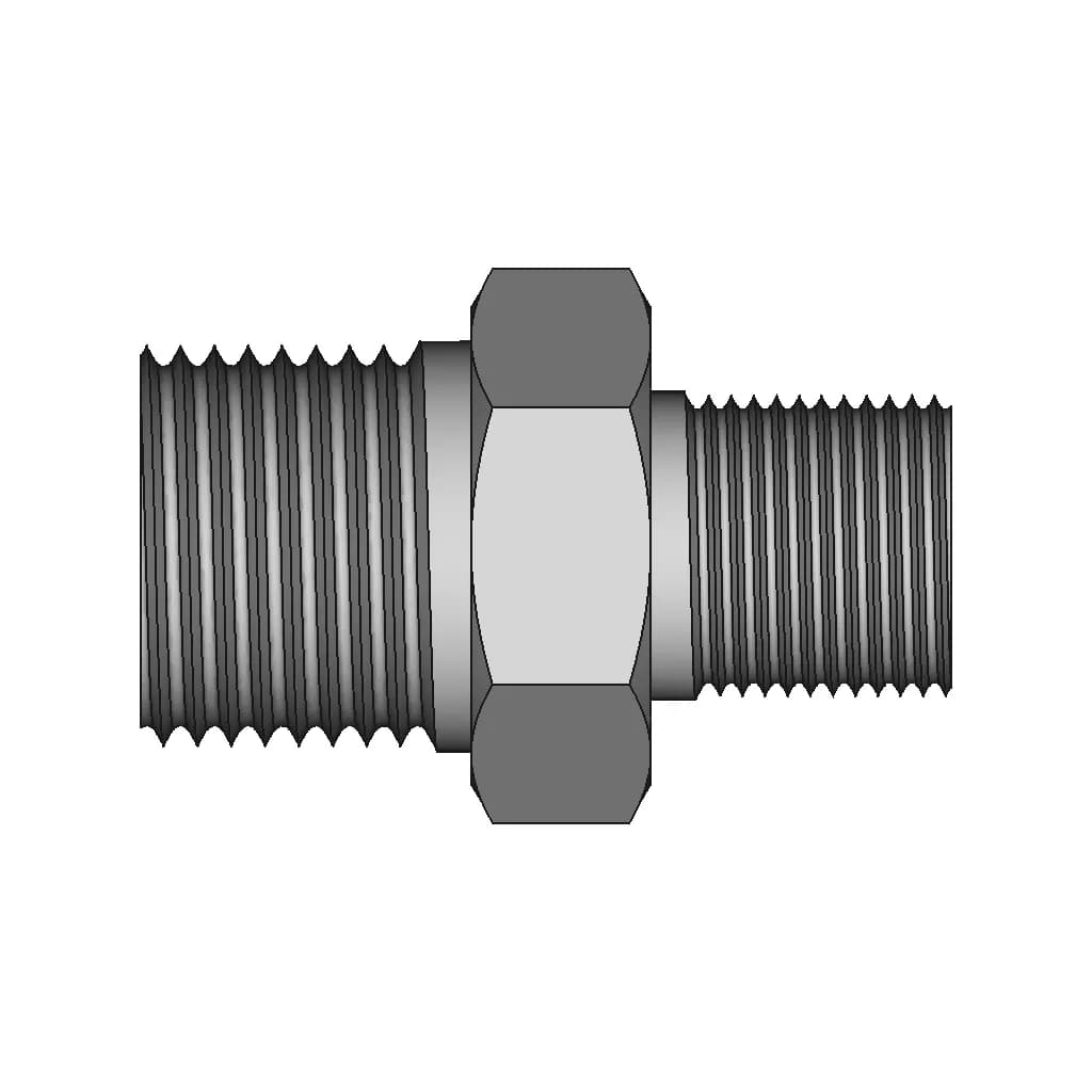 Hexagon Nipple Threaded Pipe Fitting 1 4 Male Npt X 1 8 Male Npt - Standard Mechanical Component_90_0_degree_snapshot