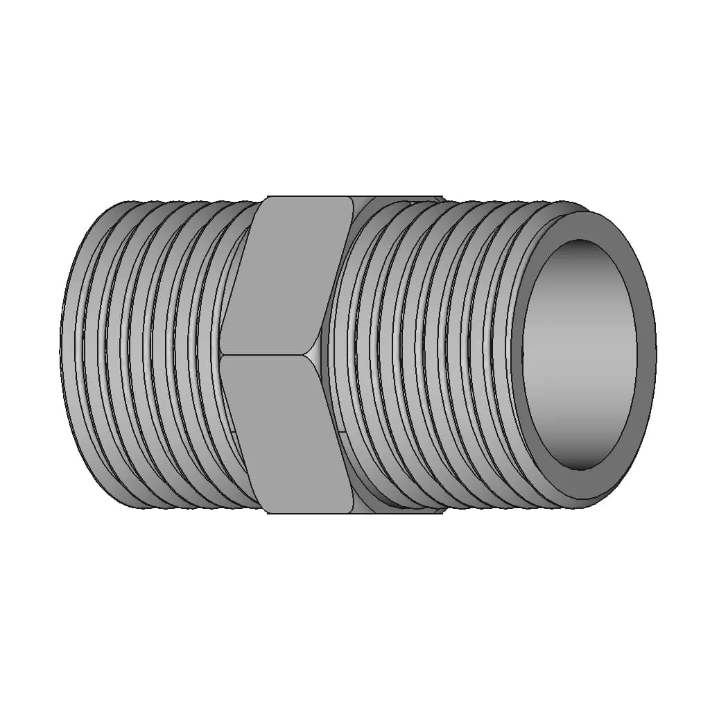 Hexagon Nipple Threaded Pipe Fitting 1 2 Male Npt X 1 2 Male Npt - Standard Mechanical Component_60_30_degree_snapshot