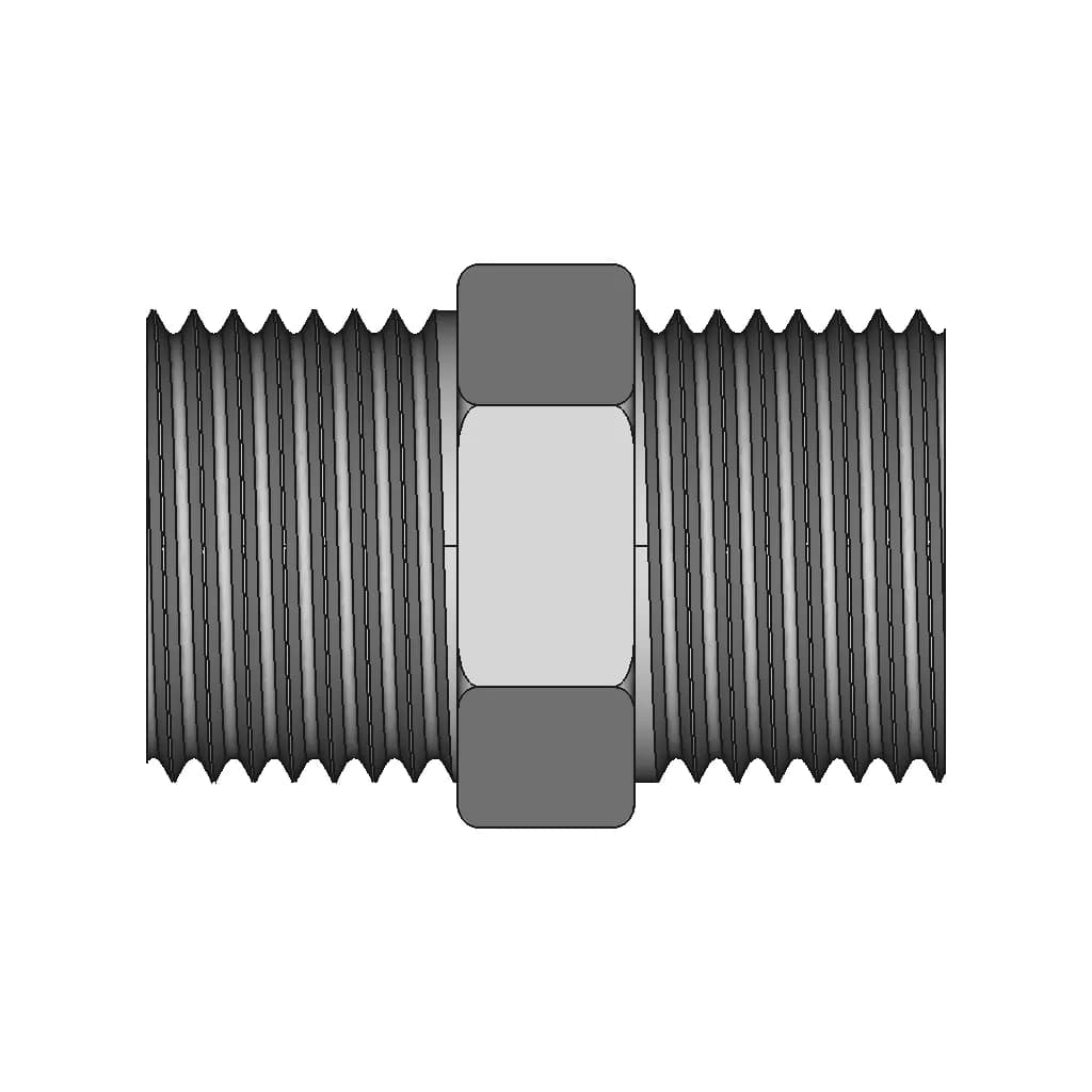 Hexagon Nipple Threaded Pipe Fitting 1 2 Male Npt X 1 2 Male Npt - Standard Mechanical Component_90_0_degree_snapshot