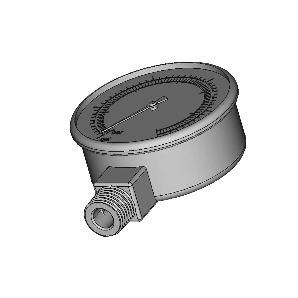 Pressure Gauge | High-Quality CAD Model_60_30_degree_snapshot