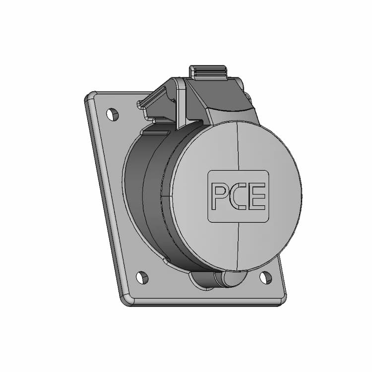Cee Flanged Socket Sloping 32A 3P 6H Ip44 | Industrial CAD Design