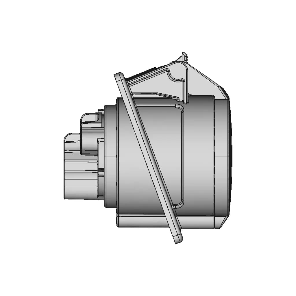 Cee Flanged Socket Sloping 32A 3P 6H Ip44 | Industrial CAD Design_0_90_degree_snapshot