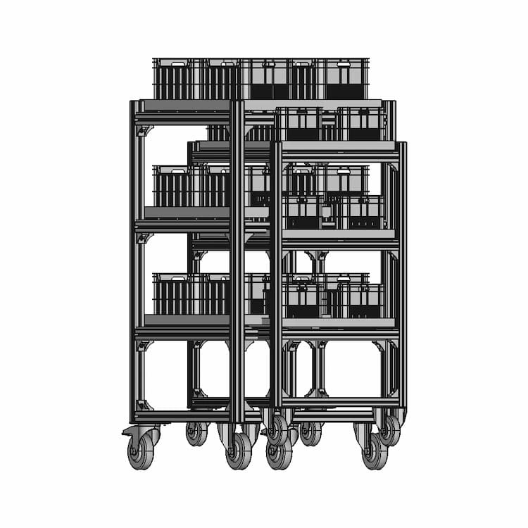Aluminum Trolley Rack 1 | Industrial CAD Design
