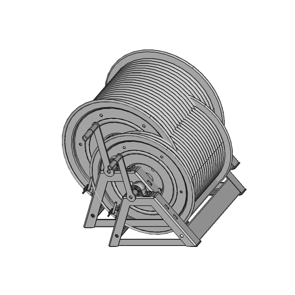 Heavy Duty Hand Crank Hose Reel Industrial Grade | Industrial CAD Design_60_30_degree_snapshot