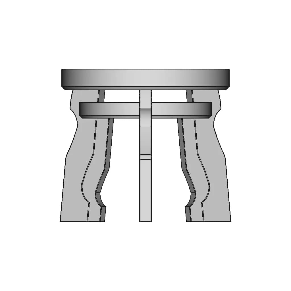 Small Antique Wooden Stool 1 | Industrial CAD Design_0_90_degree_snapshot