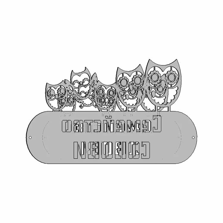 Etal Owls Sign For Front Door 1 | Industrial CAD Design