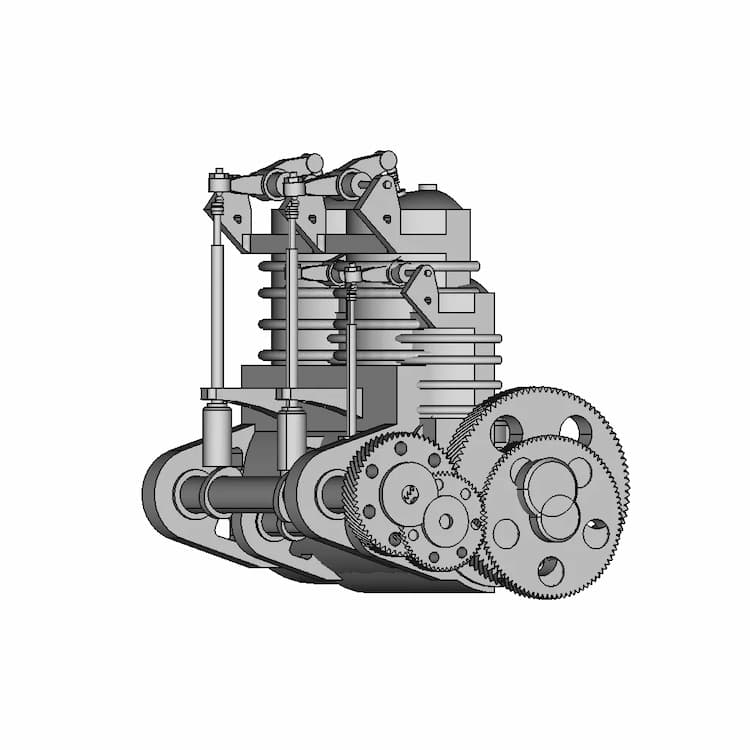 2 Cylinder Engine 18 | Industrial CAD Design
