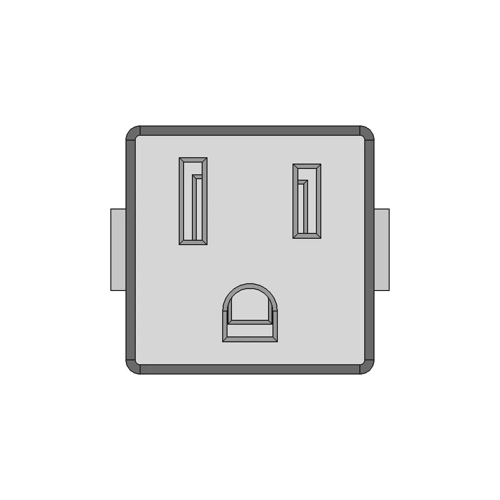 U S Panel Mount 110V Power Outlet 1 | CAD Model for Energy Systems_0_0_degree_snapshot