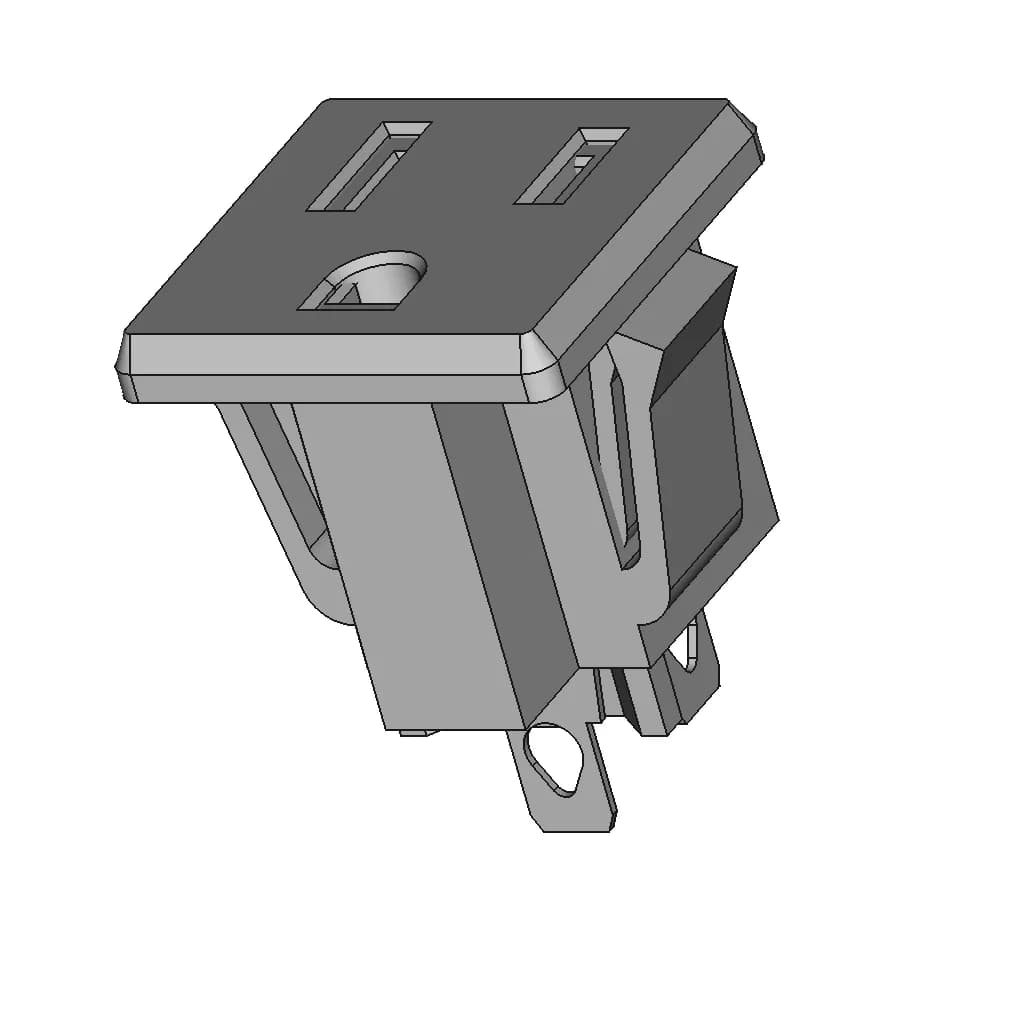 U S Panel Mount 110V Power Outlet 1 | CAD Model for Energy Systems_60_30_degree_snapshot