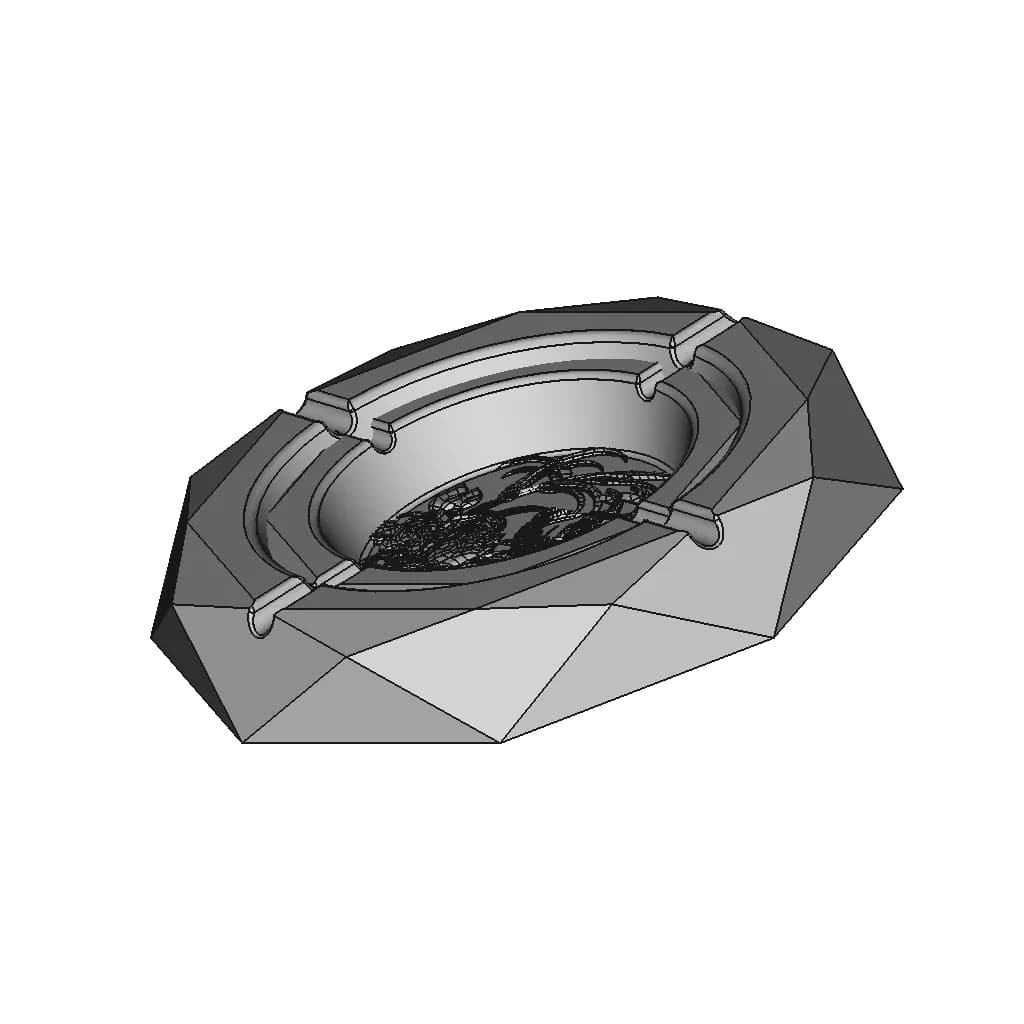 The Ashtray With Carp And Lotus Flower Pattern | Industrial CAD Design_60_30_degree_snapshot