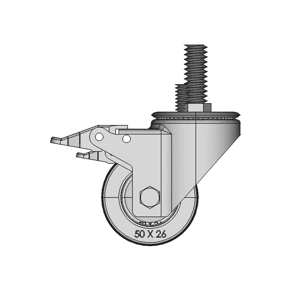Castor Hod 2 Inch Pu Stsb 1 | Industrial CAD Design_0_0_degree_snapshot