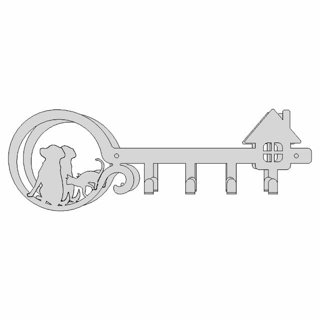 Metal Key Hanger With 4 Hooks For Mounting | Industrial CAD Design
