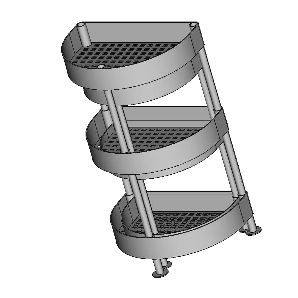 Multipurpose Rack 3 Tier Storage Organizer 1 | Industrial CAD Design_60_30_degree_snapshot